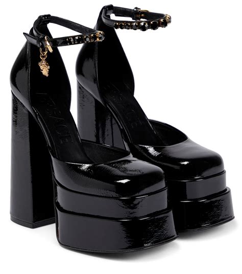 versace black shoes with medusa|versace medusa aevitas platform pumps.